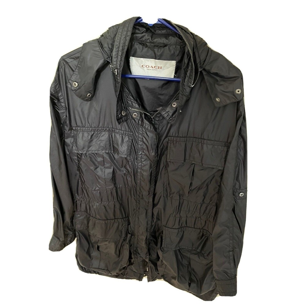 Vintage 90's COACH New York Black Windbreaker / Rain Coat Jacket Woman's XS/S